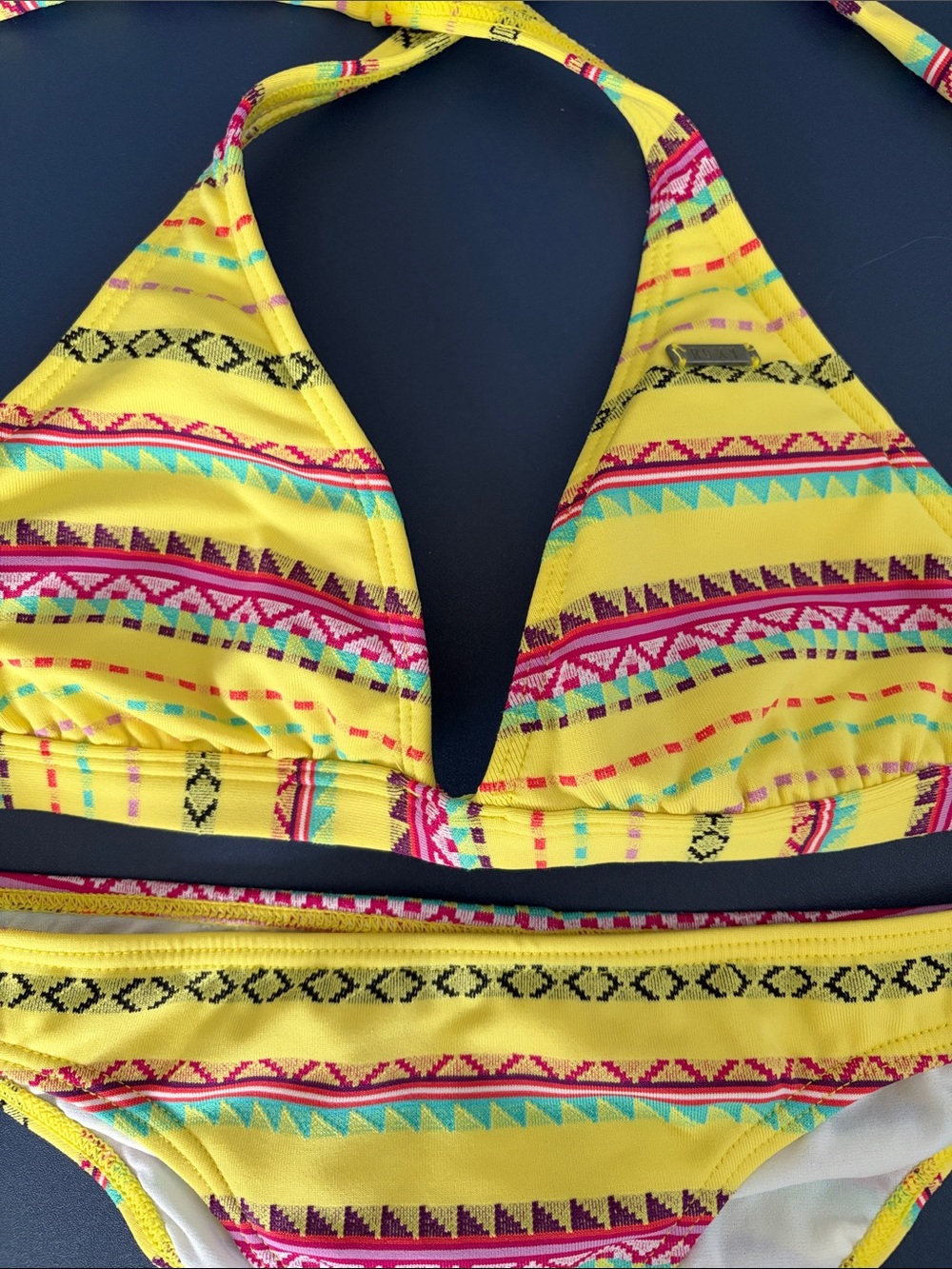 Roxy Yellow Patterned Triangle Bikini - Picture 2 of 7